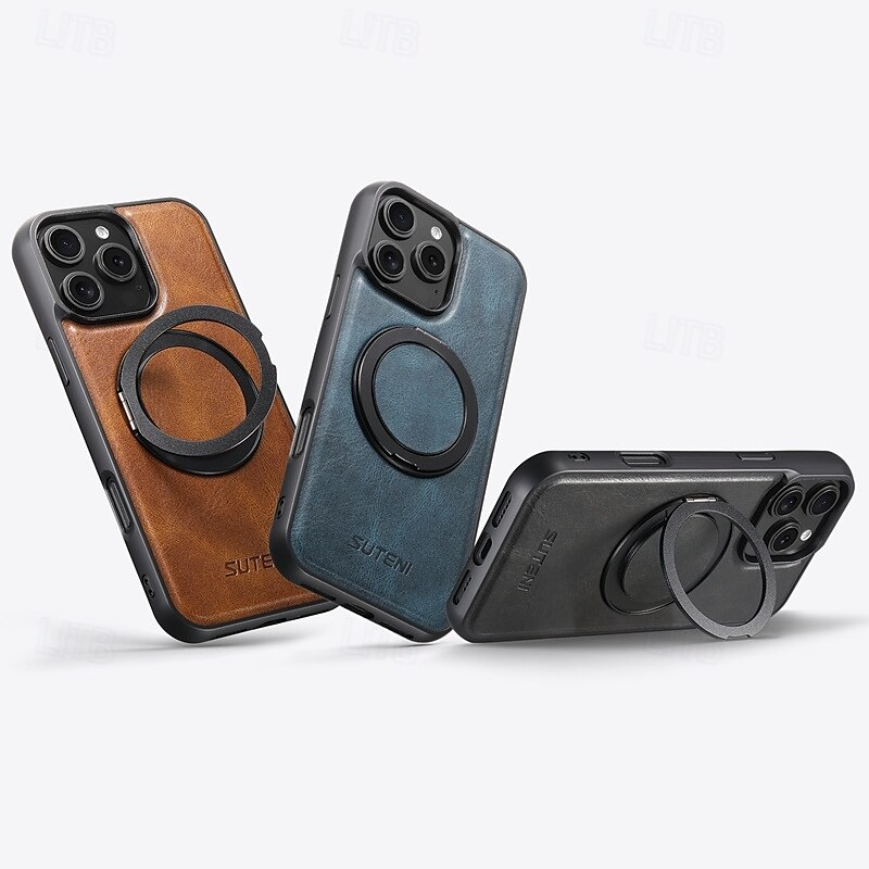 2025年 電話 ケース 用途 iPhone 16 Pro Max プラス iPhone 15 プロマックスプラス iPhone 14 13 12 Pro Max Plus バックカバー スタンド付き 磁石バックル ワイヤレス充電をサポート レトロ風 TPU PUレザー  コレクション – $23.99 –P1