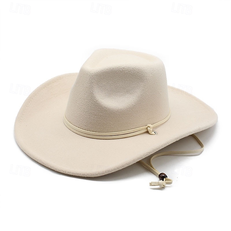 Homme Chapeau de soleil Chapeau de cowboy Chapeau Fedora Trilby Noir Rouge Laineux Le style rétro Mode 18ème siècle État du Texas du quotidien Le thème de la fête Couleur unie / unie Ecran Solaire de 2025 ? $20.99 –P10