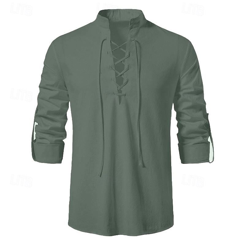 Médiéval Renaissance 17ème siècle Longueur moyenne Blouse / Chemise Costume de cosplay Ren Faire Chevalier Viking Chevalier Celtique Cordon de serrage Couleur Unie Homme Pirate Fantaisie Halloween de 2025 ? $21.99 –P12