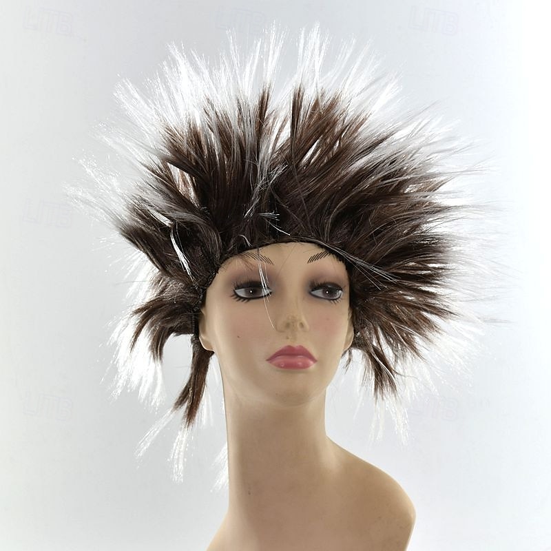 perruque synthétique bouclée partie médiane perruque courte noir jaune rose rouge bleu cheveux synthétiques hommes rose rouge noir pour le carnaval de 2025 ? $10.99 –P9