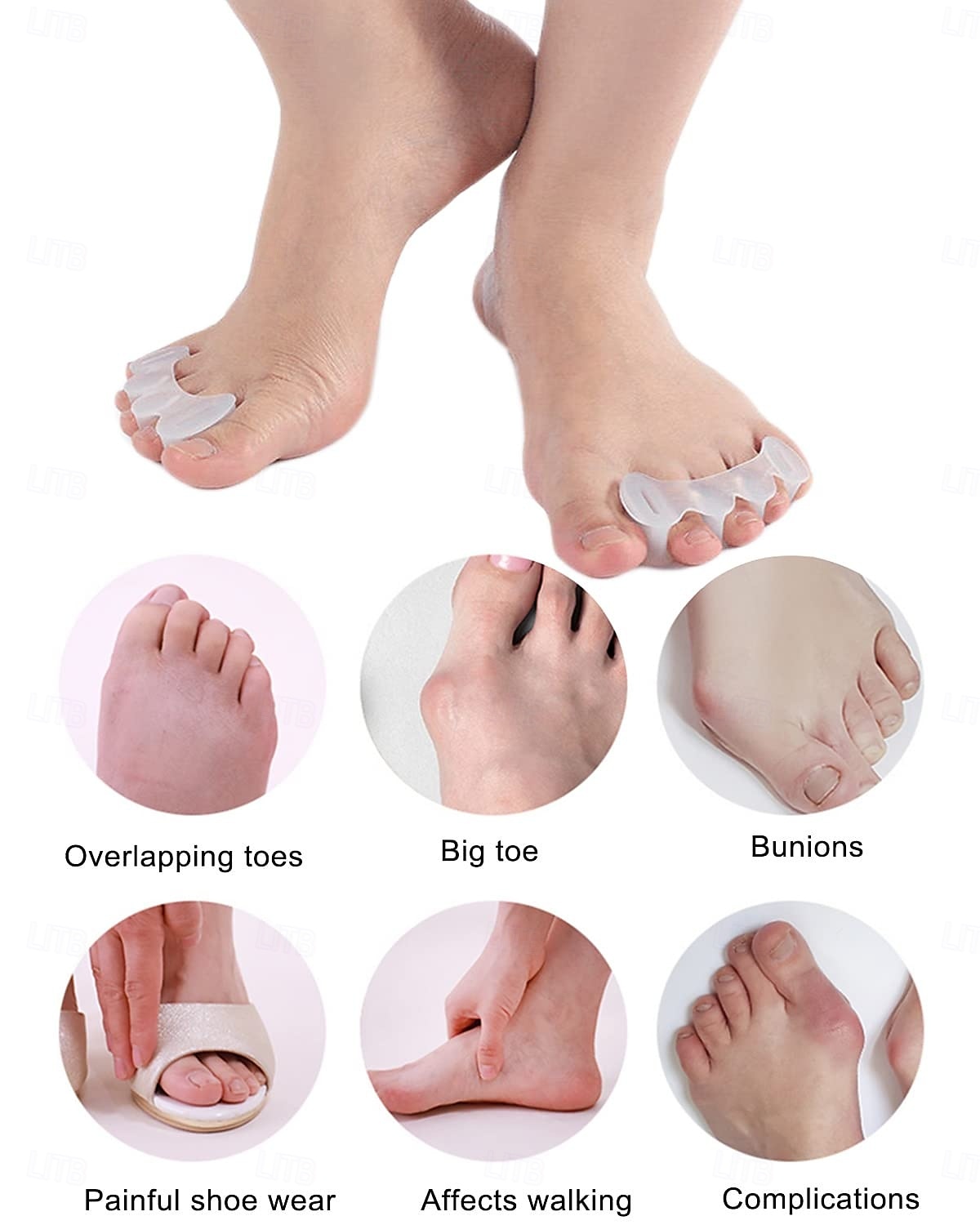 2Pairs Toe Separators Toe Spacers for Women Men to Correct Bunion, Relieve Feet Pain, Foot Alignment, Toe Straighteners for Hammertoes 2025 - $11.49 –P5