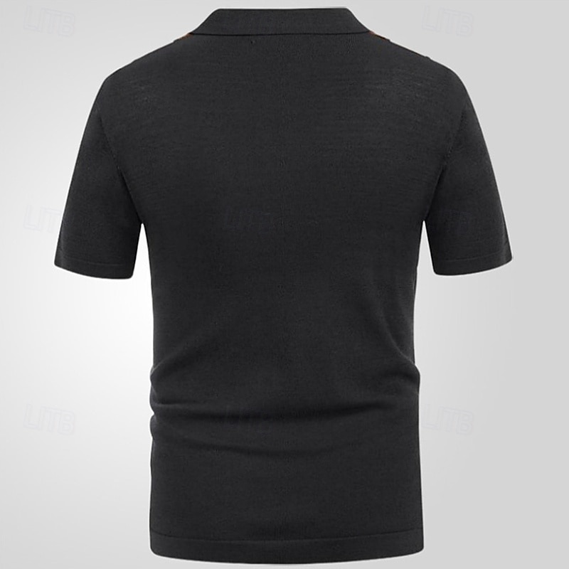 Férfi Button Up Polos Golfing Hétköznapi Sport Hajtóka Rövid ujjú Divat Alap Színes Kollázs Gombok Nyár Fekete Sötétkék Barna Button Up Polos 2025 - $28.99 –P10