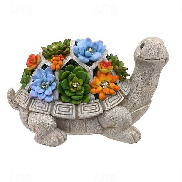 solar skilpadde statue lys - utendørs hage ornament med saftige led lys for uteplass, balkong, hage, plen dekor - unik innflyttingsgave 2025 - $81.99 –P6