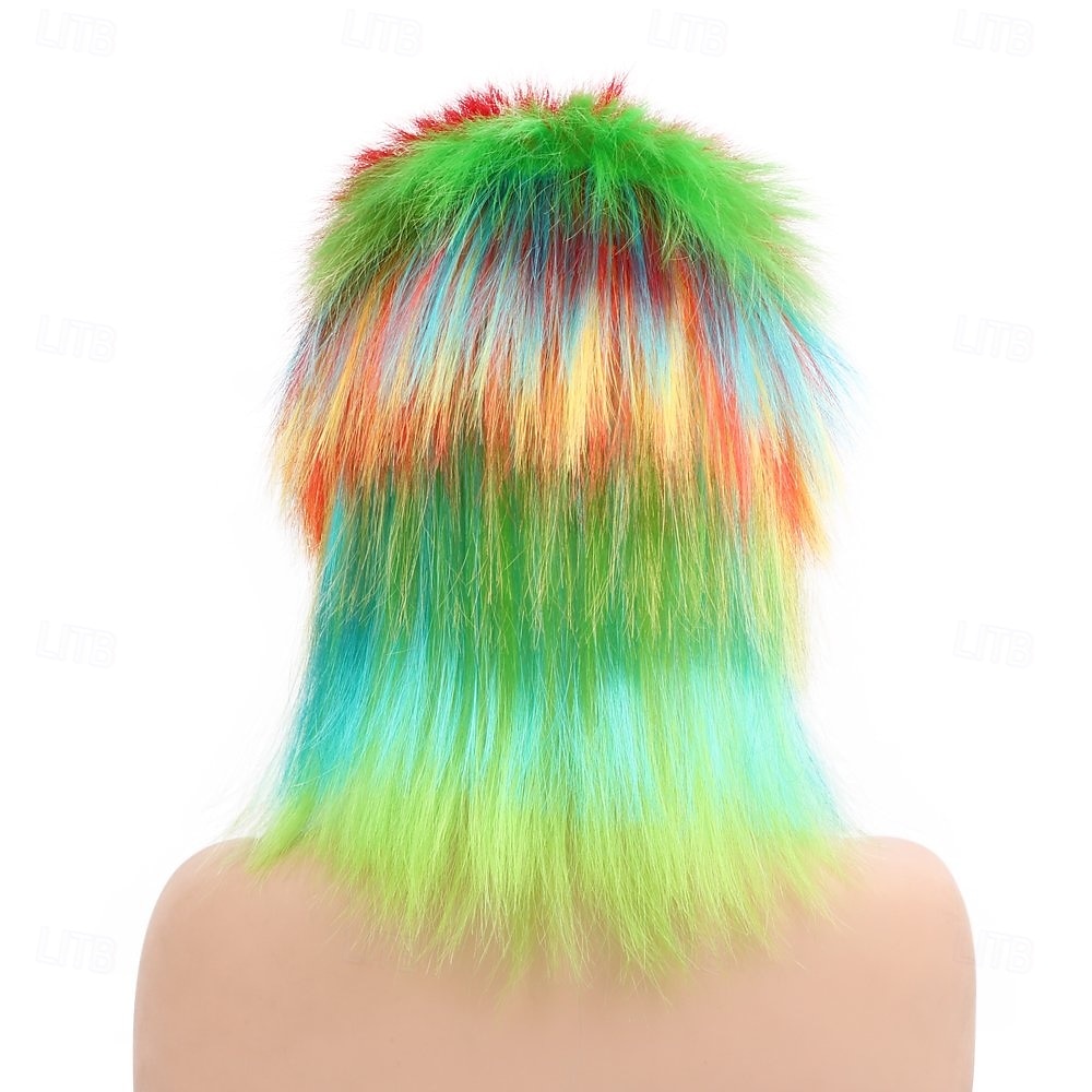 kort pigg parykk rett syntetisk fargerike afro parykker piggete multe for kvinner morsomme regnbue rocker punk kostymer hår til carvinal 2025 - $12.49 –P5