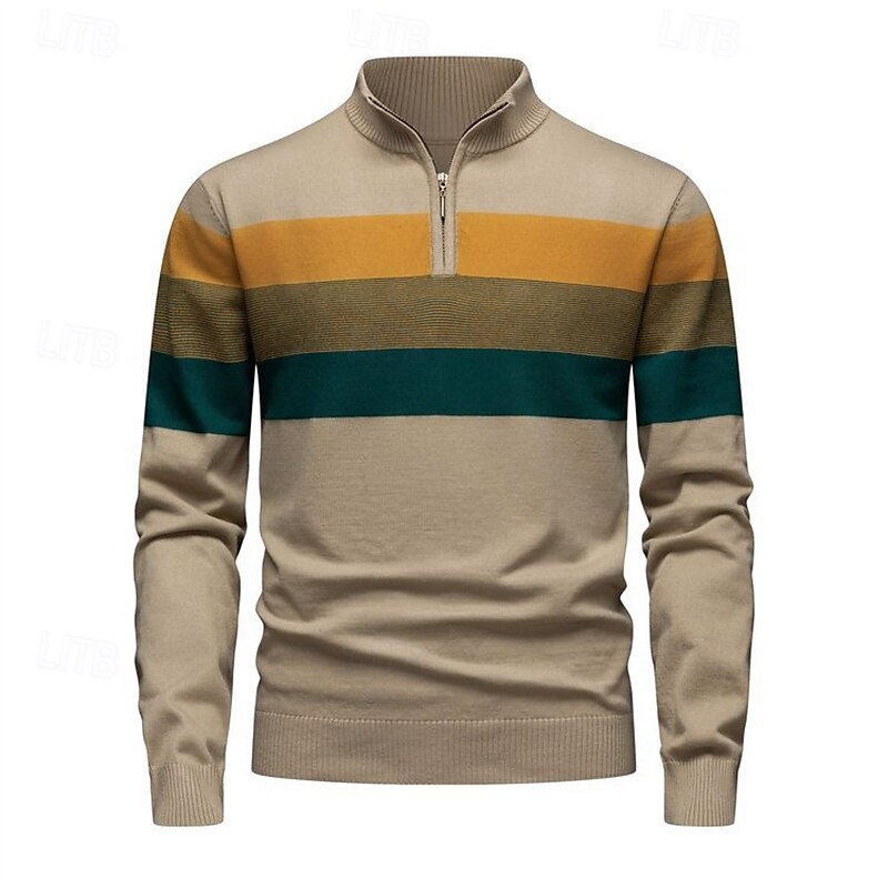 Homme Pull Pulls à quart de zip Pull en tricot A côtes Tricoter Hauts réguliers Tricoté Bloc de couleur Demi fermeture éclair Mode Décontractées Vacances Usage quotidien Vêtement Tenue Automne hiver de 2025 ? $35.99 –P11