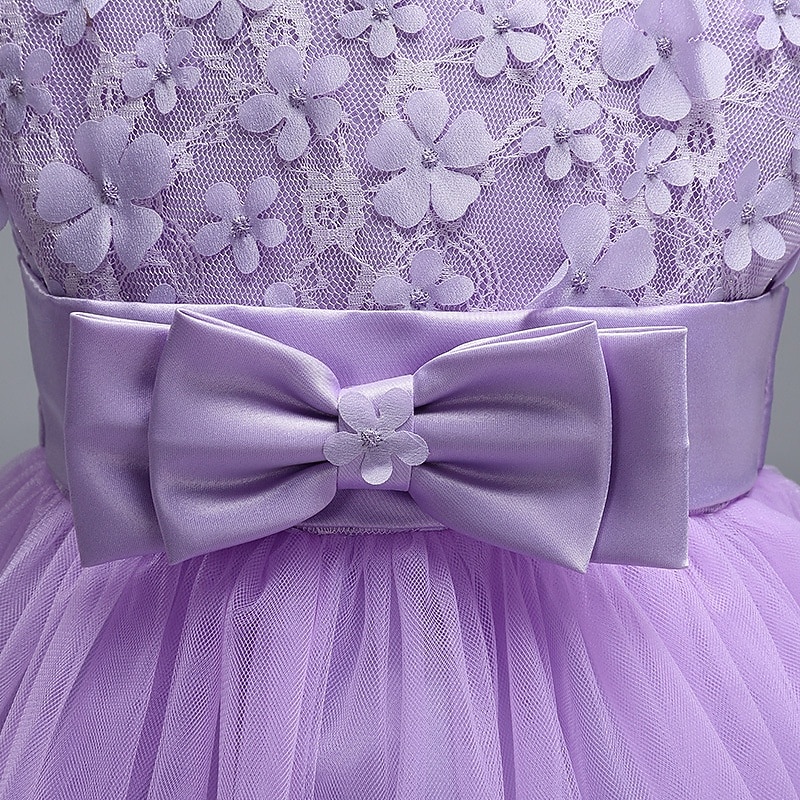 Abito da damigella d'onore bambina bambini Da ragazza Abito da principessa Prestazioni Matrimonio Feste Elegante Bellissimo Retato Tinta unica Senza maniche Girocollo Grigio Rosso bordeaux 4 anni + del 2025 a $35.99 –P7