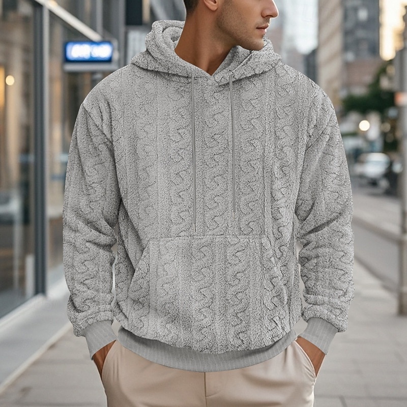 Per uomo Felpa con cappuccio Felpa con cappuccio in pile Aalbicocca Nero Blu Marrone Grigio Con cappuccio Liscio Jacquard Tasche Sportivo Giornaliero Per eventi Poliestere Streetwear Essenziale del 2025 a $26.99 –P6