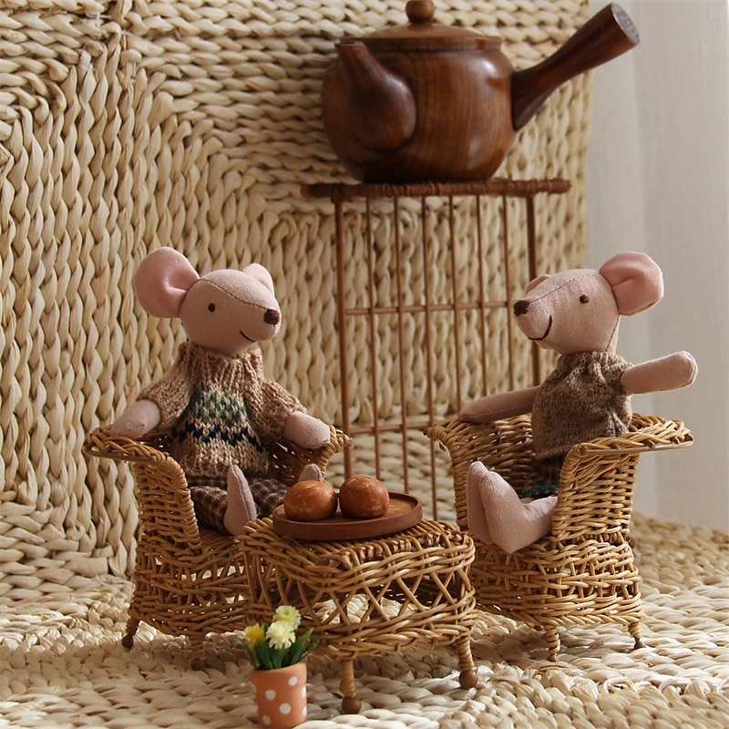 waldorf pop accessoires handgemaakte zachte baby muis meisje begeleiden lappenpoppen verjaardagscadeau gebreide pop schattige meisjes pluche pop knuffel gepersonaliseerde geweven poppenset 2025 - $31.99 –P10