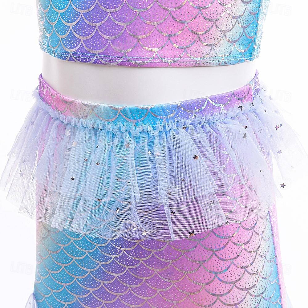 Baby Jente Tre stykker Havfrue badetøy Badetøy Strand Svømming Vekter søt stil Netting Badedrakter 4-7 år Sommer Rosa Blå 2025 - $43.99 –P6