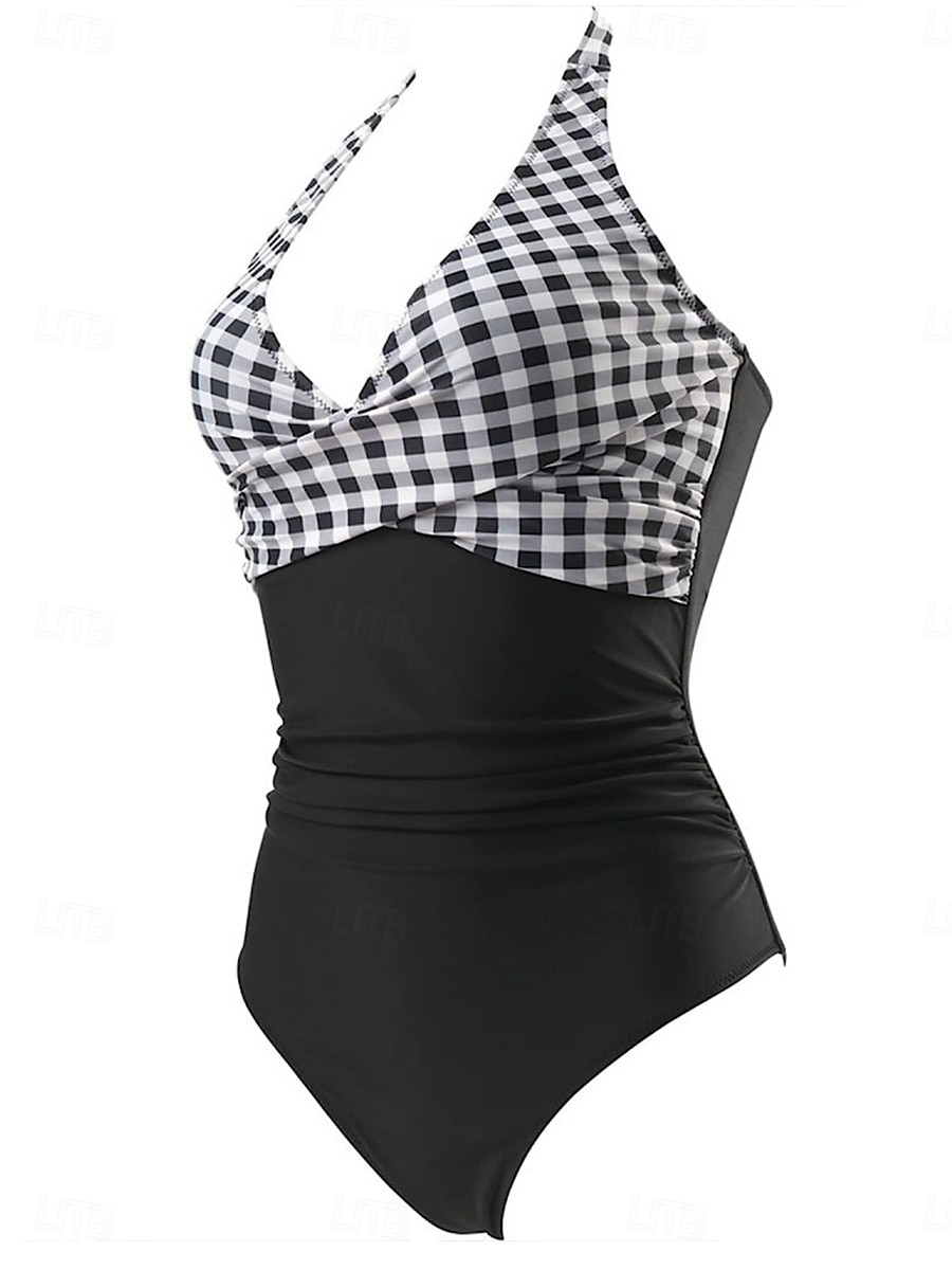 Femme Maillots de Bain Une pièce Maillot de bain Dos Nu Patchwork Mode Magnifique Graphic Col en V Sans Manches Maillots de bain de 2025 ? $26.99 –P2