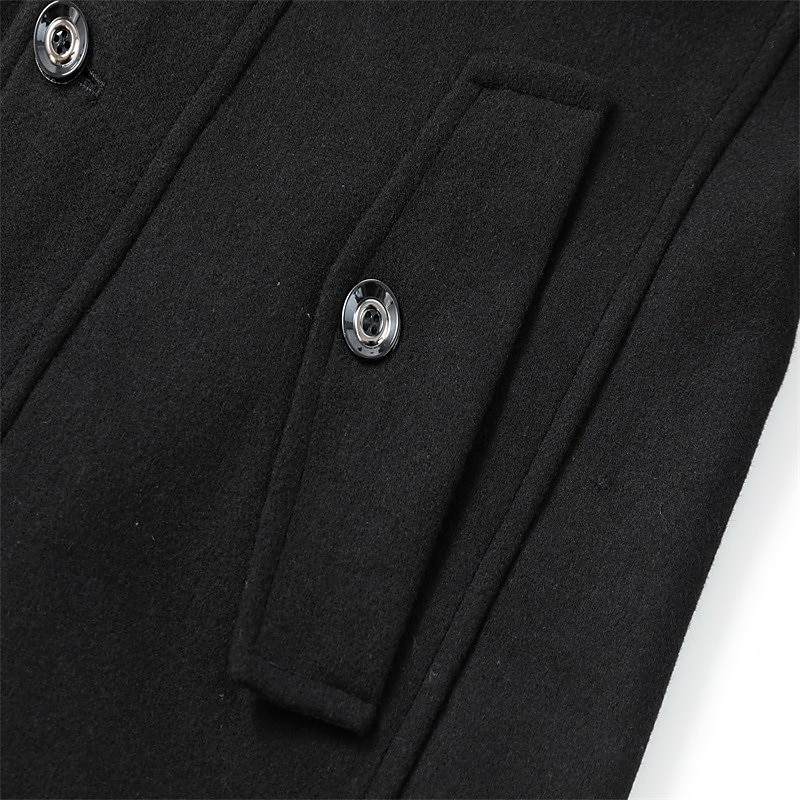 Hombre Abrigo de invierno Abrigo de lana Sobretodo Abrigo corto Exterior Trabajo Otoño invierno Lana Resistente al Viento Templado Ropa de calle Ropa Brasieres Esencial Color sólido Cuello enrollado 2025 - $88.99 –P15