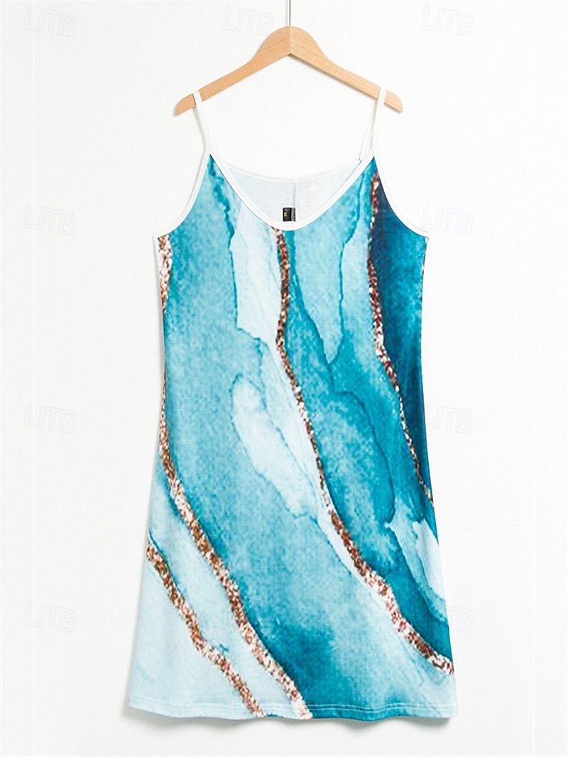Rochie Mini Femei Rochie Petite Rochie Petite Rochie de Vară Rochie A Line Rochie de Vară Vacanță Modă Stilată în Aer Liber Vacanță Zile de Zi Ajustare Regualară Ombre Marmură Fără Mâneci Decolteu în 2025 - $21.99 –P8