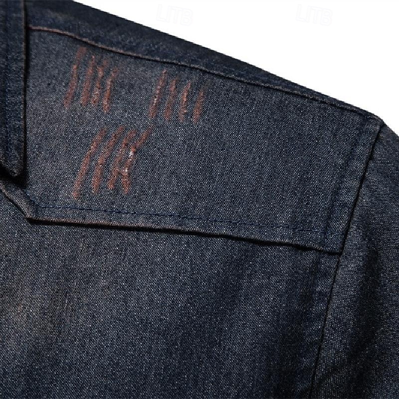 Herren Hemd Chambray-Hemd Lässiges Hemd Knopfhemd Jeanshemd Glatt Urlaub Täglich Schwarz Marineblau Blau Leicht Blau Langarm Kragen Frühling Sommer Bekleidung 2025 - $10.39 –P2