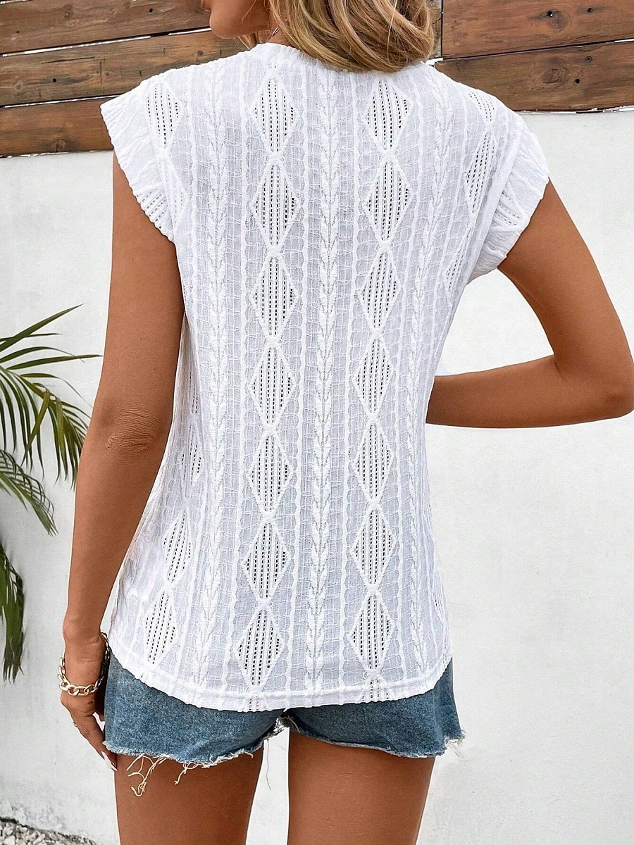 Kvinnes Camisole Tank Top Ensfarget Grunnleggende Hverdagslig Kortermet Rund U-ring Regular Topper Daglig Hull Hvit Rosa Beige Sommer Vår 2025 - $29.99 –P8