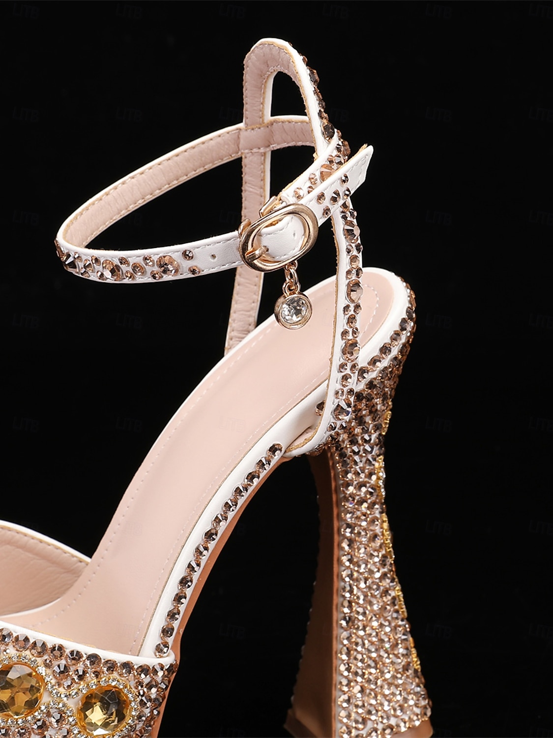 Women's Glamorous Crystal-Embellished Platform Sandals with Ankle Strap | Perfect for Weddings and Special Occasions 2025 - $89.99 –P3