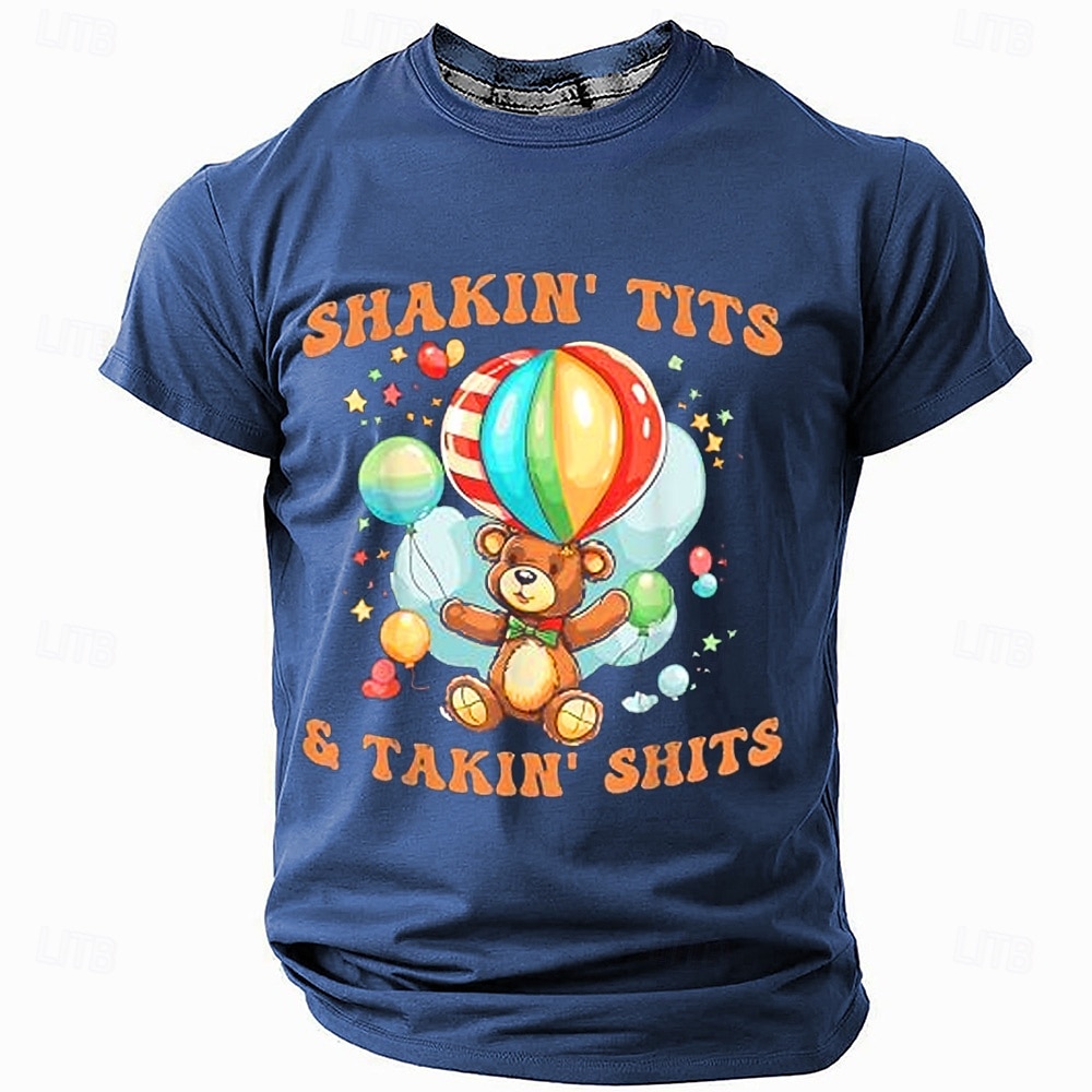 Herre Bjørn Morsom T skjorte Kortermet T skjorte 3D-utskrift Crew-hals Skjorte Mote Daglig Gate Daglig Svart Blå Grønn Sommer Vår Klær S M L XL XXL XXXL 2025 - $17.99 –P5