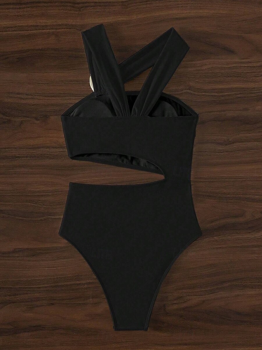 Dámské Plavky Bikiny 2 ks Slipy Plavky Volná záda Štíhlý S vysokým pasem prázdniny Oblečení na pláž Pevná barva Asymetrický krk Bez rukávů Plavky 2025 - $28.99 –P3