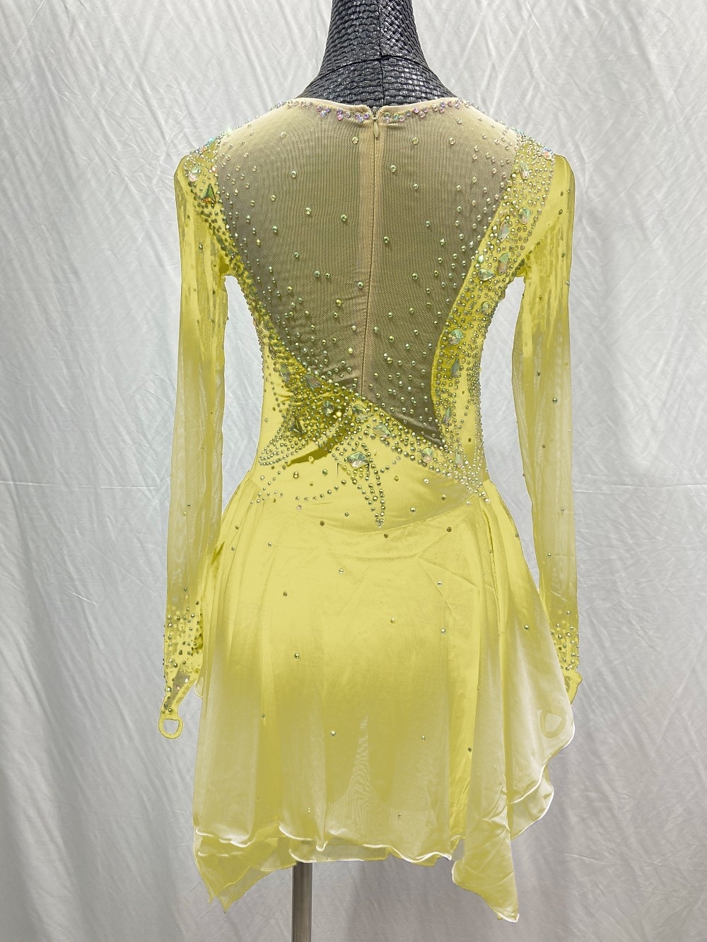 Figure Skating Dress Women's Girls' Ice Skating Dress Outfits Light Yellow Lake Blue Yellow Mesh Spandex High Elasticity Training Competition Skating Wear Patchwork Crystal / Rhinestone Long Sleeve 2025 - $141.99 –P8