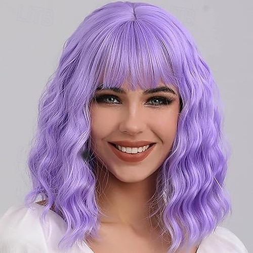 peruca com franja perucas para mulheres bob peruca encaracolada comprimento dos ombros parte do meio perucas de fibra sintética resistente ao calor de aparência natural para uso diário em festas de 2025 por $18.49 –P4