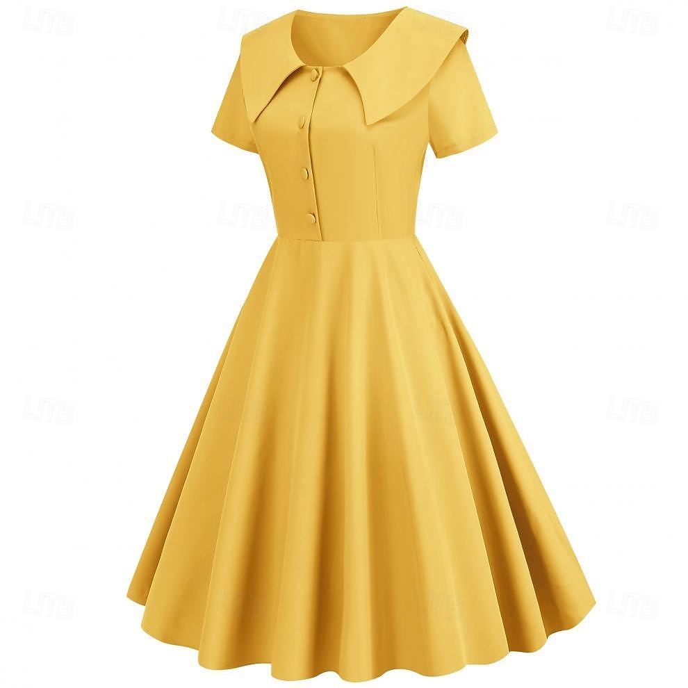 Retro 50. léta Rockabilly Polední Šaty Šaty na šaty Rozevláté Do V Maškarní kostým Dámské předvečer Všech svatých Karneval Valentýna Čajový dýchánek Retro tematická párty Dospělé Šaty Léto 2025 - $25.99 –P12