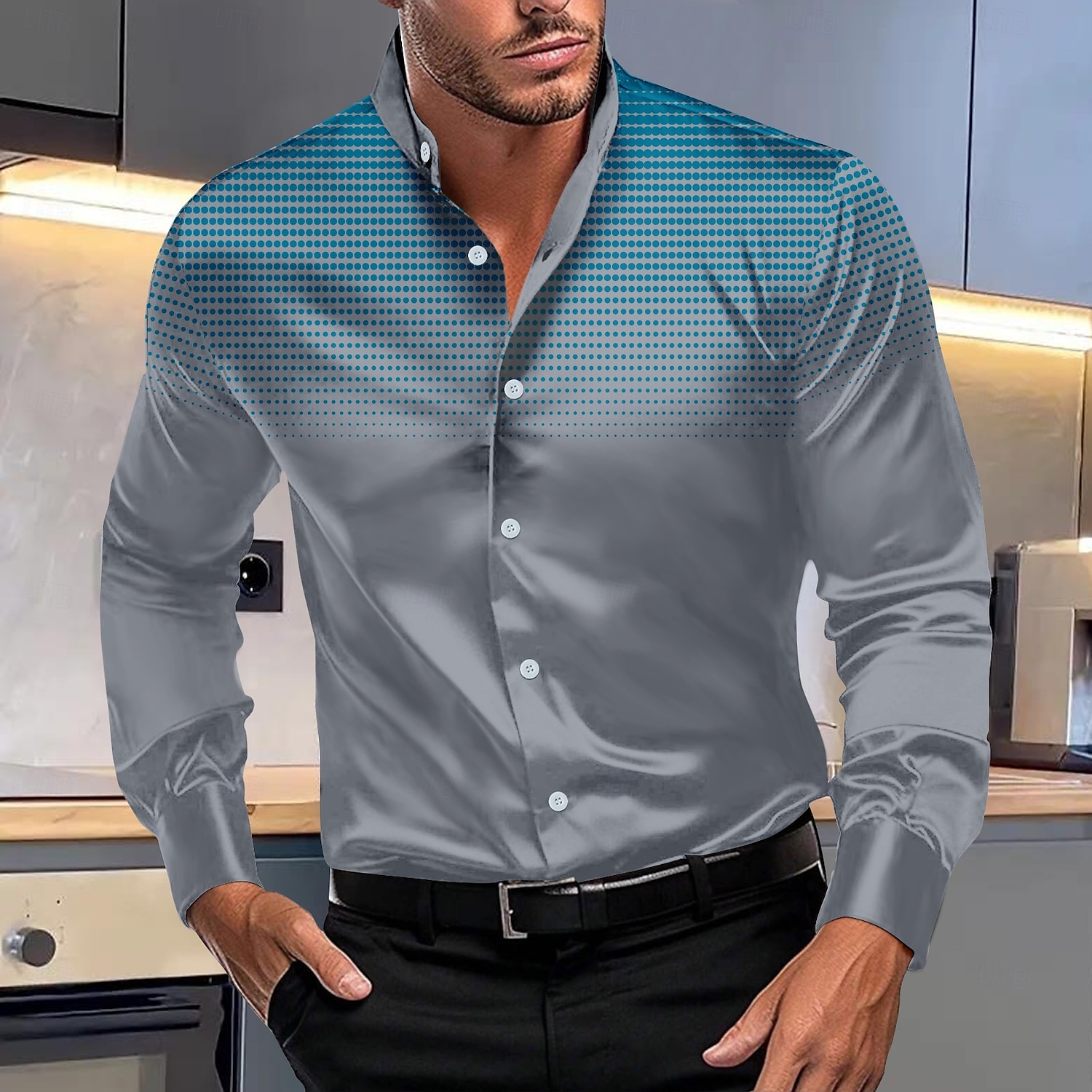 Per uomo Camicia con colletto a fascia Camicia in raso Camicie Liscio Matrimonio Esterno Bianco Rosso Blu marino Arancione Manica lunga Estate Primavera Abbigliamento del 2025 a $26.99 –P2