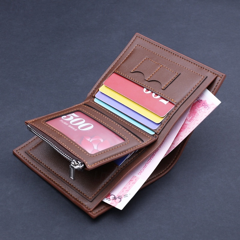 Wallet with Zipper, Father's Day Gift for Men Multi-Card Holder, Fashionable Leather Bifold Wallet for Men, Stylish and Durable 2025 - $8.99 –P4
