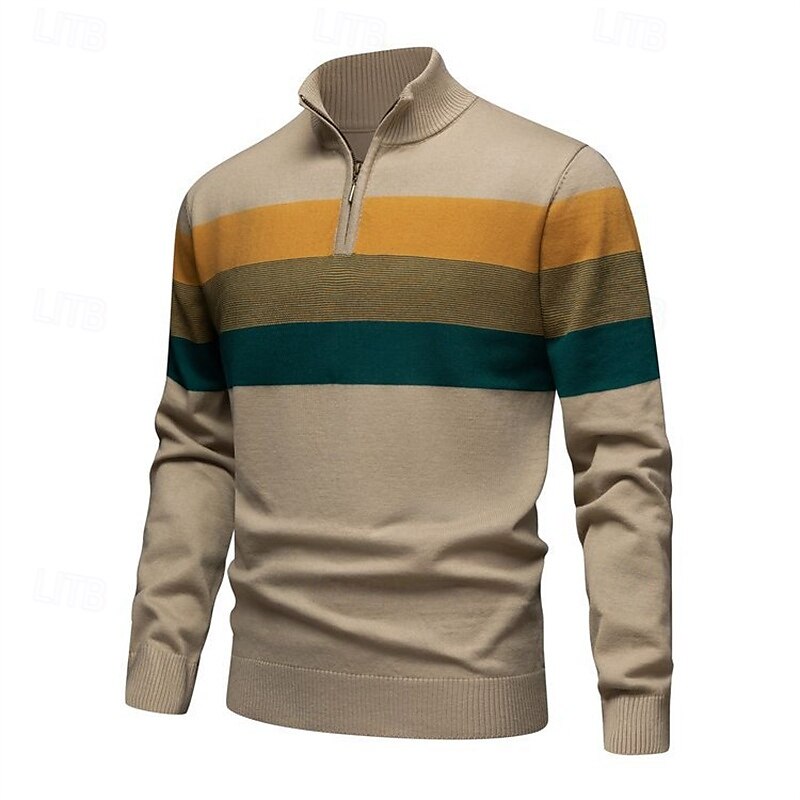 Homme Pull Pulls à quart de zip Pull en tricot A côtes Tricoter Hauts réguliers Tricoté Bloc de couleur Demi fermeture éclair Mode Décontractées Vacances Usage quotidien Vêtement Tenue Automne hiver de 2025 ? $35.99 –P12