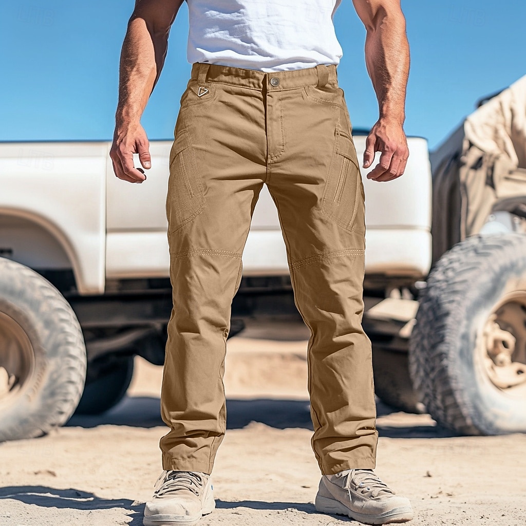 Herr Militärbyxor Cargo byxor Långbyxor Ficka Rakt ben Ensfärgat Komfort Utomhus Fullängd Ledigt Dagligen Streetwear Stylish Svart Armégrön Microelastisk 2025 - $22.99 –P3