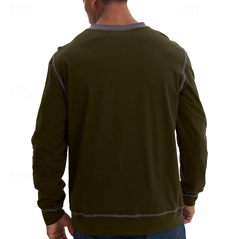 Herr T-shirt T-shirts T-tröja Långärmad tröja Långärmad V-hals Vår & Höst Lappverk Mode Designer Grundläggande Lappverk Semester Gata Utekväll Svart Vin Kungsblå Topp t-shirt för män 2025 - $27.99 –P17