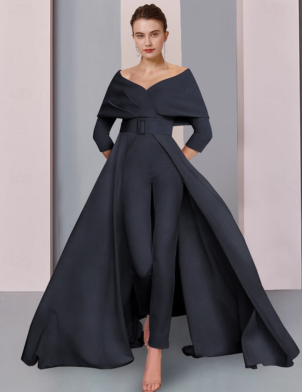 TS Completo di due pezzi Tuta  Pantaloni per la madre della sposa Ospite di matrimonio formale elegante festa scollatura a U spalle scoperte lunghezza caviglia tessuto elasticizzato manica 3/4 con del 2025 a $157.99 -P1