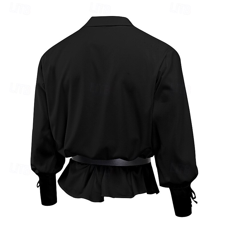 Medieval Renaissance 17th Century Medium Length Blouse / Shirt Cosplay Costume Ren Faire Knight Ritter Celtic Knight Drawstring Solid Color Men's Celtic Pirate Masquerade Casual Daily Renaissance Fair 2025 - $26.99 –P8