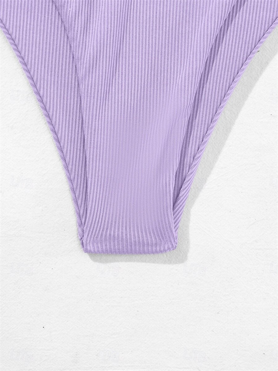 Dam Badkläder Bikini 2 st Kaxig Baddräkt Öppen rygg Smal Semester Standkläder Ensfärgat Ärmlös Baddräkter 2025 - $28.99 –P6