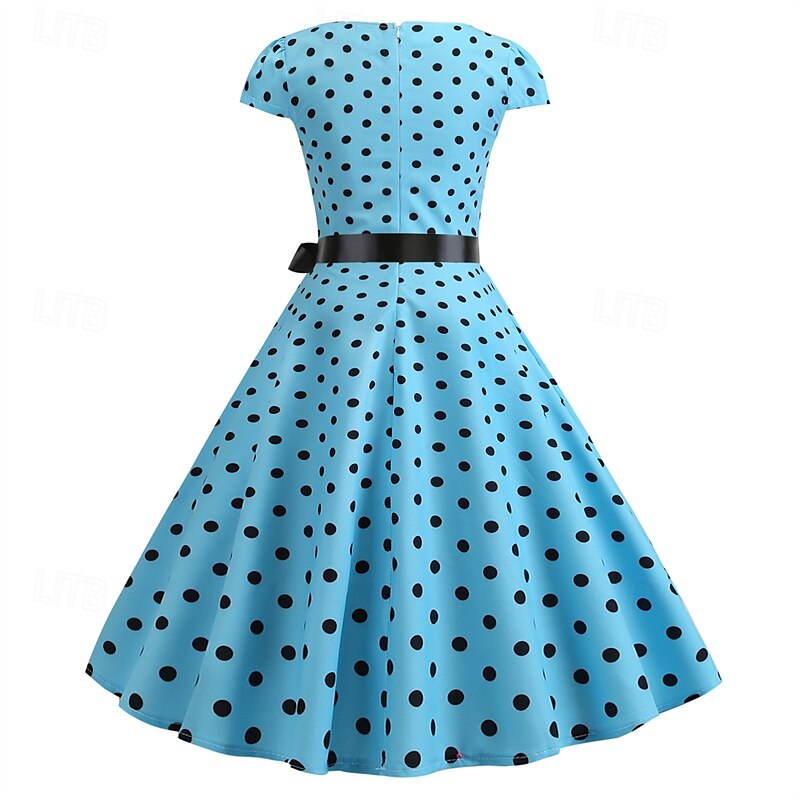 Elegant Classical 1950s Dress Polka Dot A-Line Women's Valentine's Day Event / Party Date Tea Party Adults' Dress Spring & Summer 2025 - GBP £15 –P12