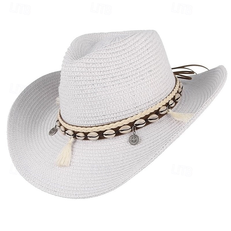 Férfi Kentucky Derby Hat Szalmakalap Bulikalap Fekete Fehér Poliészter Rojtos Divat Alkalmi Utca Napi Sima Fényvédő Légáteresztő 2025 - $11.99 –P6