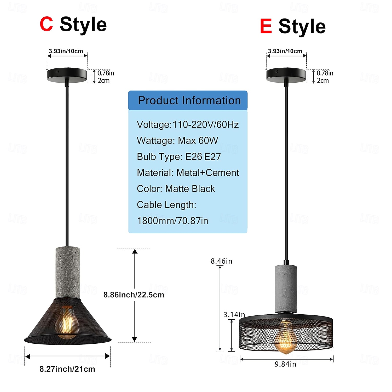 Concrete Pendant Light Metal Mesh Shade Modern Industrial Hanging Cement Pendant Lighting Fixture 110-240V 2026 - $64.99 –P3