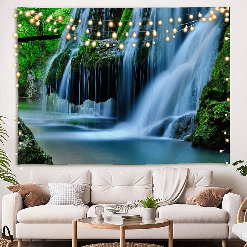 természet vízesés függő gobelin fal művészet nagy kárpit falfestmény dekoráció fénykép háttér takaró függöny otthon hálószoba nappali dekoráció 2025 - $17.99 –P5