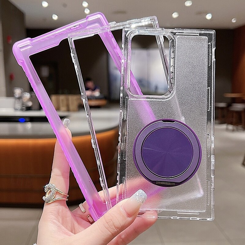 telefone Capinha Para Samsung Galaxy S24 Ultra S24 Plus S24 S25 Ultra Capa traseira Com Suporte Magnética Suporte para carregamento sem fio Retro TPU PC de 2025 por $18.99 –P3