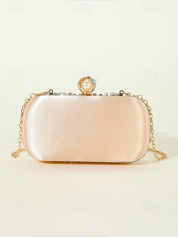 női kristályokkal díszített clutch táska, elegáns estélyi kézitáska gyöngy és strassz részletekkel, tökéletes esküvőkre, bulikra és hivatalos eseményekre fekete ezüst arany 2025 - $34.99 –P4