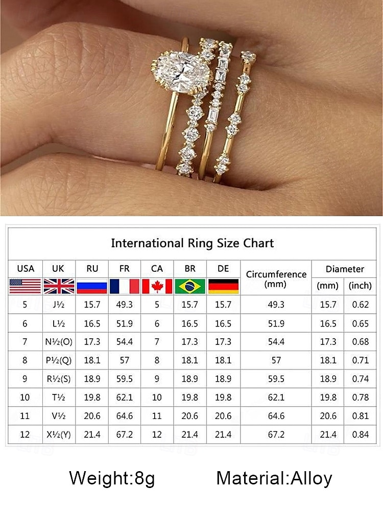 zlaté stohovací prsteny s oválnými a kulatými kubickými zirkony, elegantní minimalistické šperky pro ženy, ideální pro svatby, zásnuby a zvláštní příležitosti 2025 - $7.99 –P4