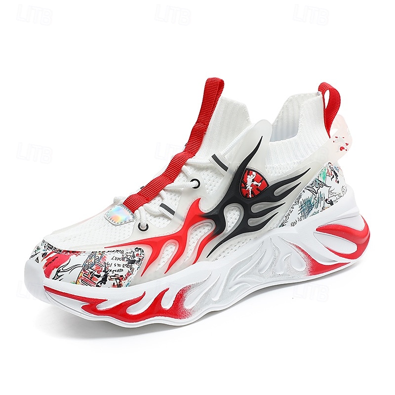 eleganti sneakers rosse da uomo con motivo a fiamma - eleganti e comode, perfette per feste o uscite informali del 2025 a $59.99 –P5