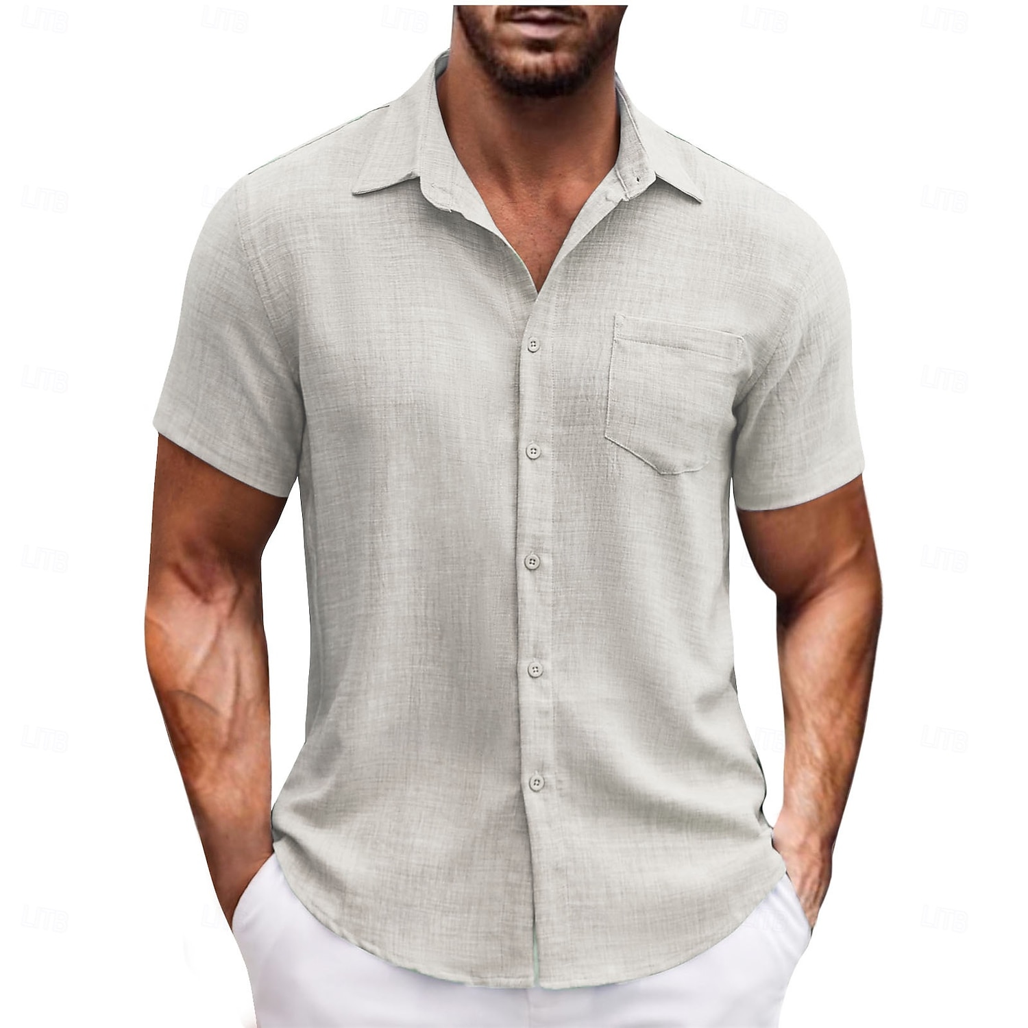 Men's Shirt Summer Shirt Casual Shirt Beach Shirt Button Up Shirt Black Navy Blue Dark Green Brown Light Grey Short Sleeve Plain Vacation Daily Clothing Apparel Fashion Casual Comfortable 2026 - $25.99 –P3