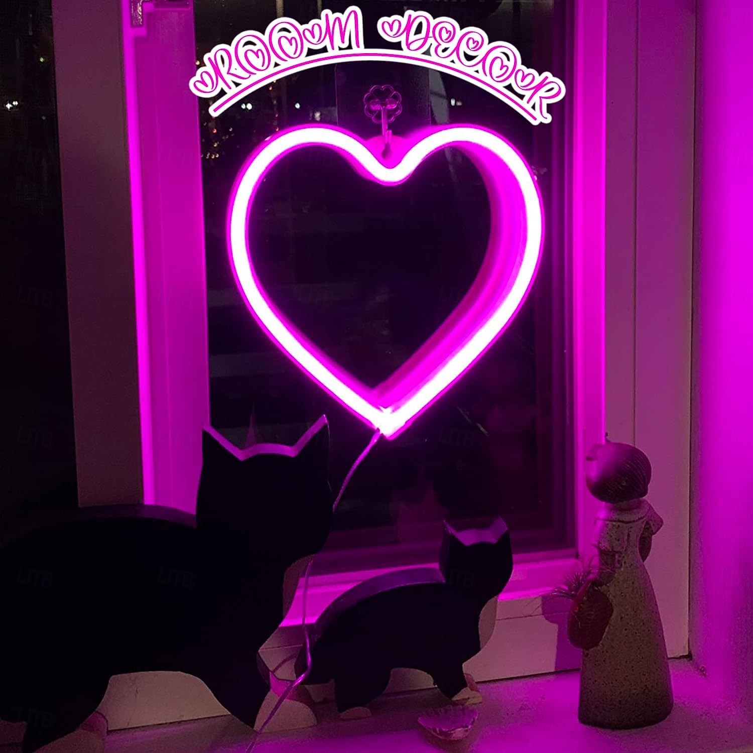 розовое сердце неоновый свет - светодиодный день святого валентина &декор для вечеринки, идеально подходящий для комнаты для девочек, общежития, украшения дома на годовщину свадьбы 2025 - $23.99 –P9