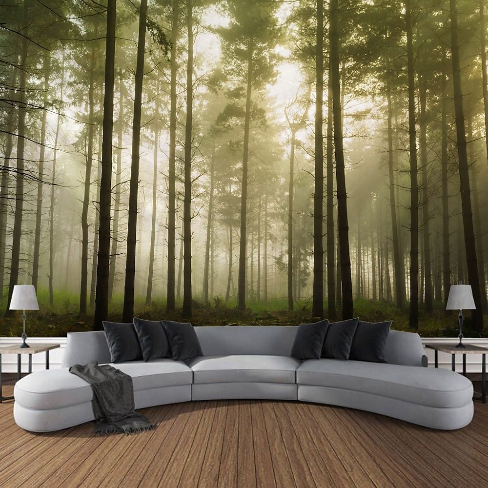 paisagem floresta tapeçaria pendurada arte de parede grande tapeçaria mural decoração fotografia pano de fundo cobertor cortina casa quarto sala de estar decoração de 2025 por $16.99 –P5