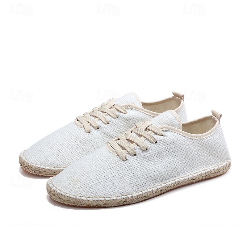 scarpe espadrillas da uomo in tela beige con lacci e suola in corda di juta – comode calzature estive casual del 2025 a $32.99 –P11