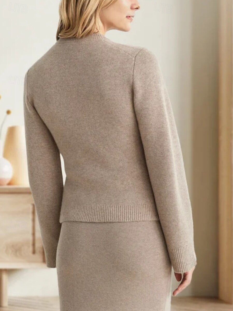 Women's Sweater Cardigan Casual Soft Pure Color Ribbed Crew Neck Buttons Pocket Knitted Long Sleeve Regular Tops Knit Outdoor Daily Weekend Black White Fall Winter 2025 - $44.99 –P6