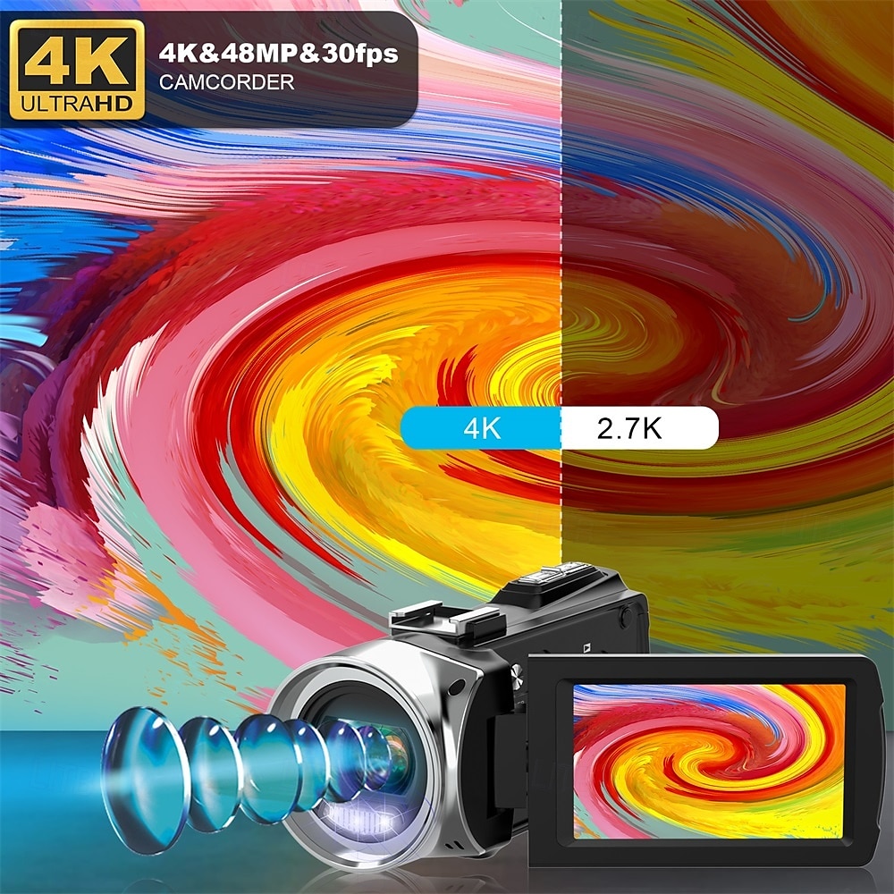 2025年 ビデオカメラ、ビデオカメラ、HD 4K、48MP、ビデオレコーダー、カメラ、ビデオブログ用カメラ、DV、ビデオカメラ、デジタルズーム コレクション – $147.99 –P14
