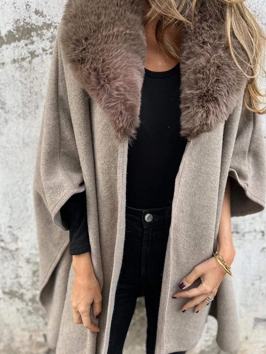 Dam Mantel / kappor Utomhus Gata Dagligen Höst Vinter Normal Täcka Normal Håller värmen Andningsfunktion Samtida Stylish Jacka 3/4 ärm Ensfärgat Pälskrage Svart Kaki Grå 2025 - $44.99 –P1