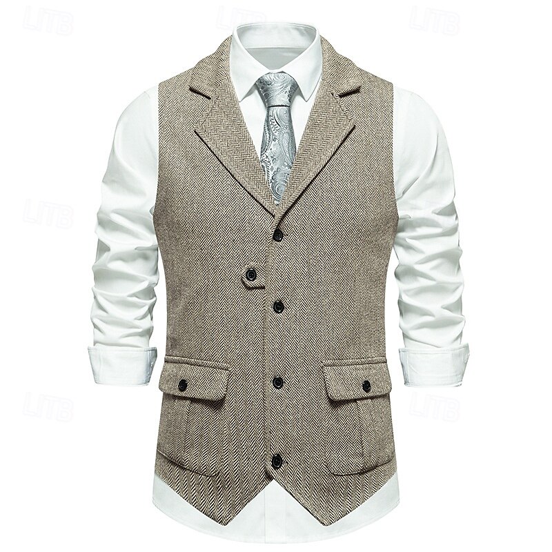 בגדי ריקוד גברים וסט Gilet חופשה יומי פגישה (דייט) אופנתי יום יומי קיץ & אביב כפתורים כיס 75% כותנה נוח אחיד חזה יחיד כפתור יחיד דש רגיל בורגנדי כחול נייבי ירוק כהה חאקי אֵפוֹד 2025 - $33.99 –P14