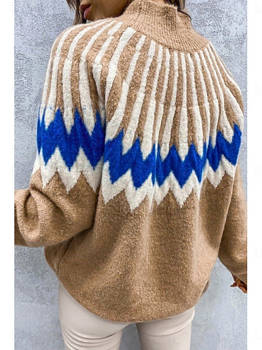 Dames Trui Casual Zacht Kleurenblok Geribd Strakke ronde hals Gebreid Lange mouw Normale tops breien Buiten Dagelijks Weekend Rood Groen Herfst Winter 2025 - $46.99 –P2