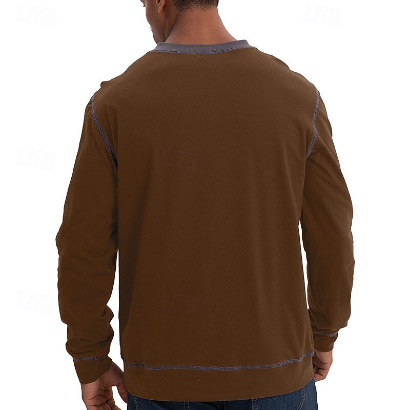 Herr T-shirt T-shirts T-tröja Långärmad tröja Långärmad V-hals Vår & Höst Lappverk Mode Designer Grundläggande Lappverk Semester Gata Utekväll Svart Vin Kungsblå Topp t-shirt för män 2025 - $27.99 –P11